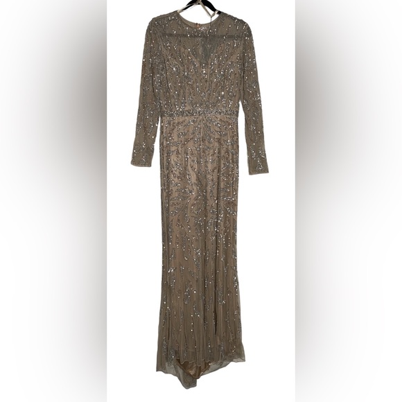 👗 NWT! Mac Duggal Sequin & Bead Long Sleeve Dress - Picture 5 of 15